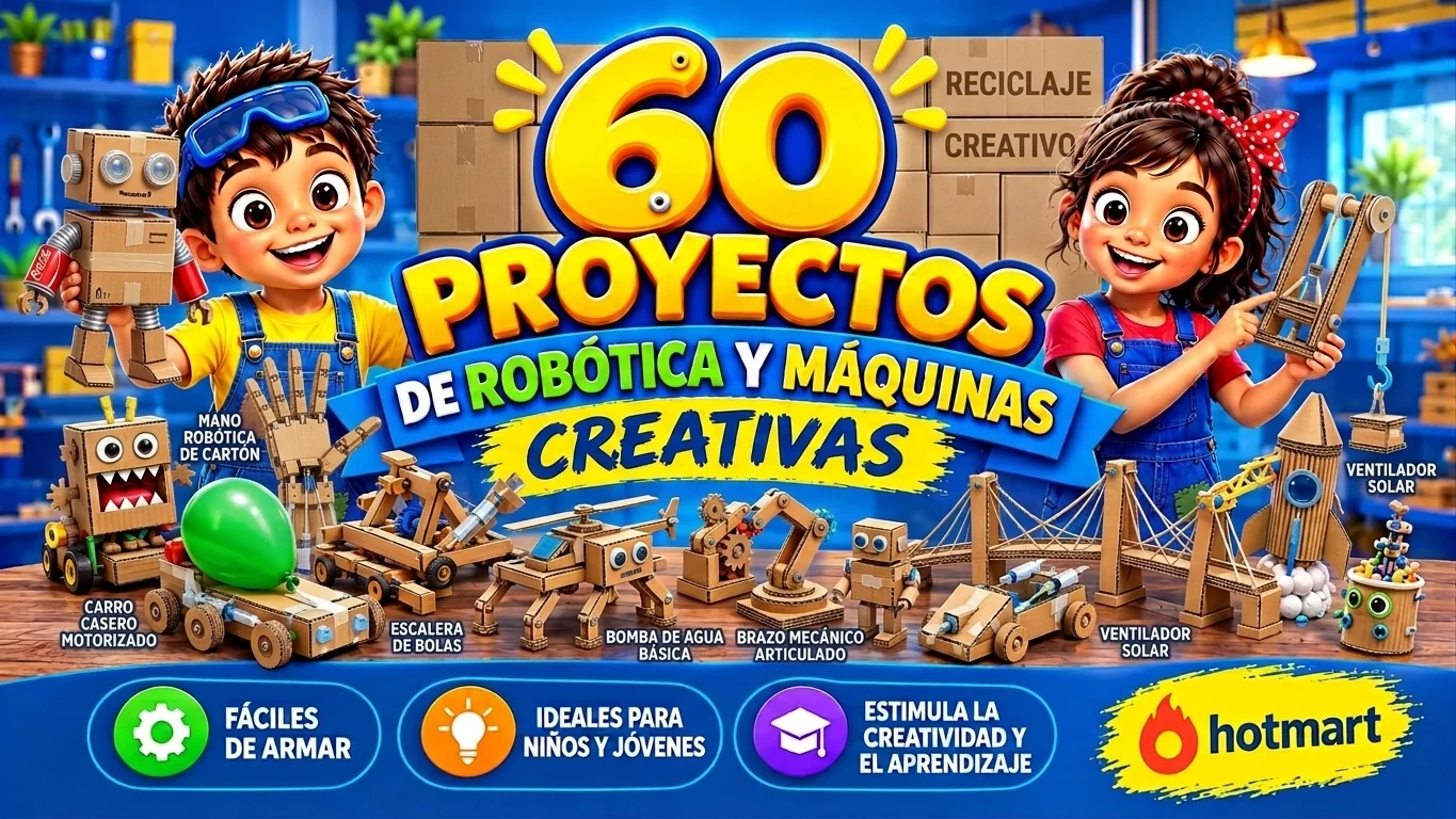60 proyectos de robótica y máquinas creativas hechos con cartón: robots, autos, grúas, catapultas, puentes y cohetes