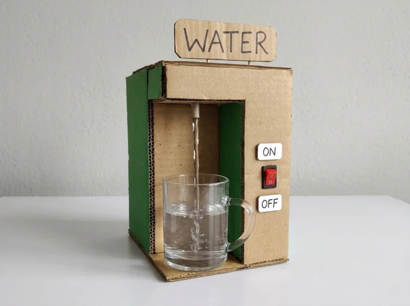 Dispensador de agua de cartón con interruptor